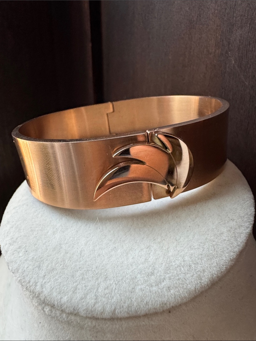Euforia Rose Gold Statement Cuff Bangle Bracelet Palm Leaf Modern Design Jewelry